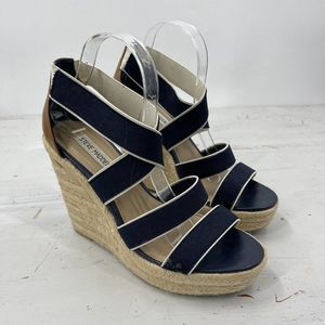 Steven Madden Erryn Blue White Espadrille Wedge 10